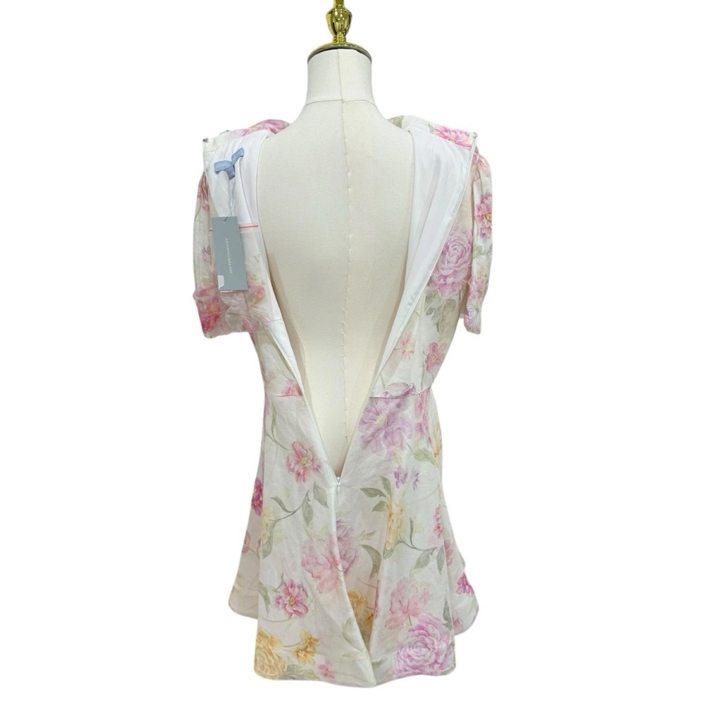 Antonio Melani Iris Linen 3D Floral Print Mockneck Short Sleeve Dress Ivory NWT - Picture 15 of 16